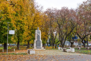 MONTANA, BULGARIA - 22 Kasım 2020: Bulgaristan 'ın Montana kentinde Bulgar devrimci ve ulusal kahraman Vasil Levski' nin Anıtı