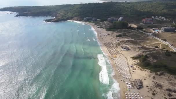 Flygfoto Över Smokinya Beach Nära Sozopol Burgas Region Bulgarien — Stockvideo