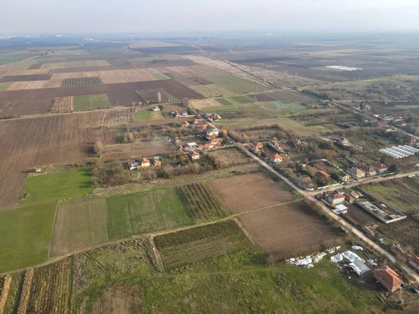 ブルガリア プロヴディフ州ツァラピツァ村付近の上部トラキア平原の空中写真 — ストック写真