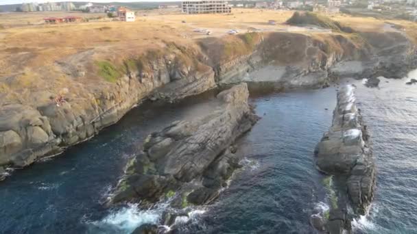 Flygfoto Över Klippformationer Skeppen Korabite Nära Sinemorets Burgas Region Bulgarien — Stockvideo