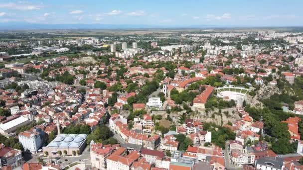 Increíble Vista Aérea Ciudad Plovdiv Bulgaria — Vídeos de Stock