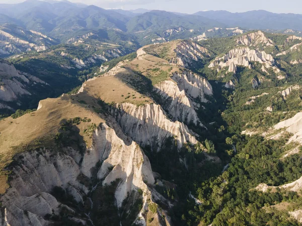 Légi Naplemente Kilátás Melnik Homok Piramisok Blagoevgrad Régió Bulgária — Stock Fotó