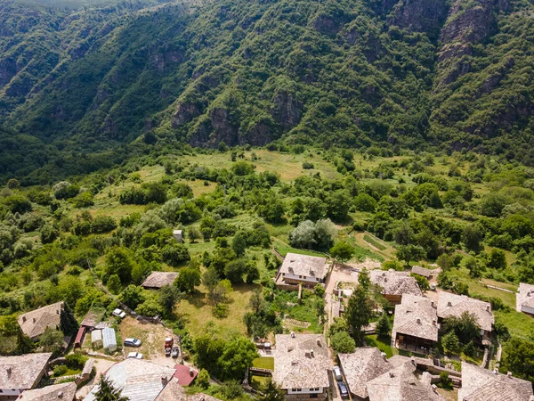 Vista Aérea Vila Kovachevitsa Com Autênticas Casas Século Xix Região — Fotografia de Stock