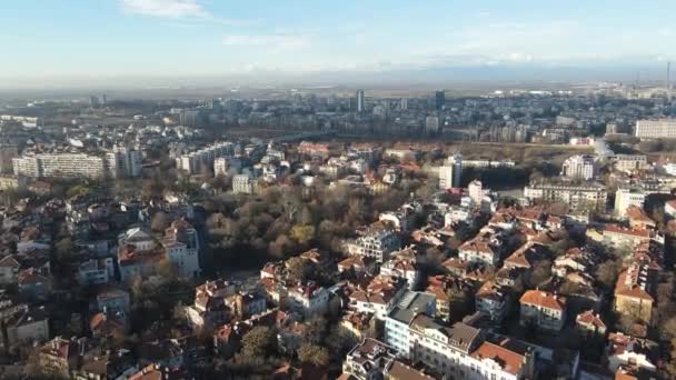 Εκπληκτική Αεροφωτογραφία Του Ποταμού Μαρίτσα Και Πανόραμα Στην Πόλη Πλόβντιβ — Αρχείο Βίντεο