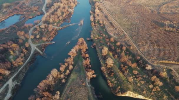 Flygfoto Över Vacha Floden Häller Maritsa Floden Nära Staden Plovdiv — Stockvideo