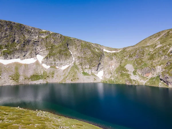 Vista Aérea Del Lago Rila Babreka Montaña Rila Los Siete — Foto de Stock