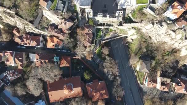 Vue Aérienne Des Ruines Théâtre Romain Philippopolis Dans Ville Plovdiv — Video