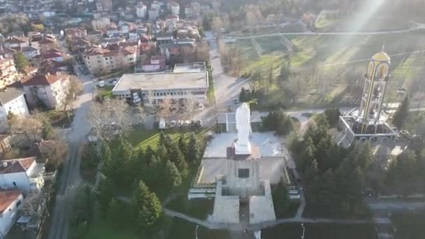 Vista Aérea Del Monumento Más Grande Virgen María Mundo Ciudad — Vídeo de stock