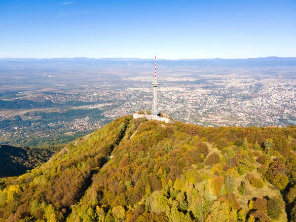 Panorama Aéreo Outono Torre Kopititoto Montanha Vitosha Cidade Sófia Bulgária — Fotografia de Stock