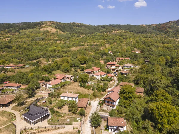 Vue Aérienne Village Svezhen Avec Des Maisons Authentiques Xixe Siècle — Photo