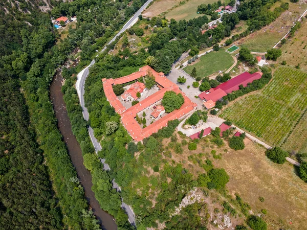 Vista Aérea Dormição Medieval Mosteiro Bachkovo Mãe Deus Bulgária — Fotografia de Stock