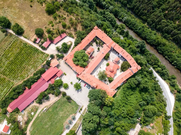 Letecký Pohled Středověký Klášter Bachkovo Kolej Matky Boží Bulharsko — Stock fotografie