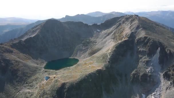 Vue Aérienne Lac Glace Ledenoto Pic Musala Montagne Rila Bulgarie — Video