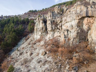 Dazhdovnitsa 'nın hava manzarası - Rodop Dağları' ndaki Antik Trakya mabedi, Bulgaristan 'ın Kardzhali bölgesi