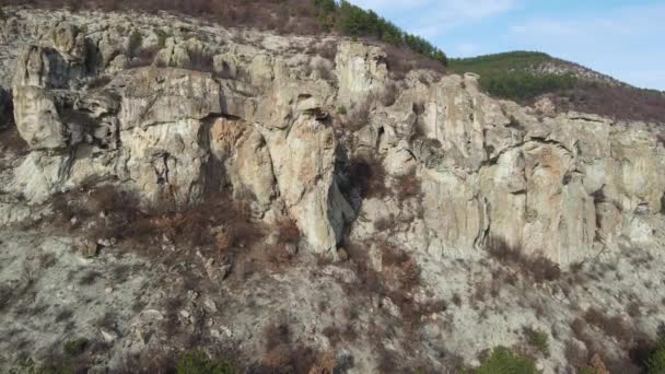 Aerial View Dazhdovnitsa Ancient Thracian Sanctuary Rhodope Mountains Kardzhali Region — Stock Video