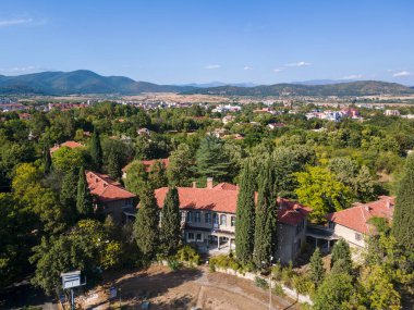 Bulgaristan 'ın Hisarya, Filibe Bölgesi spa beldesinin hava manzarası
