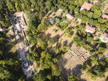 Bulgaristan 'ın Hisarya, Filibe Bölgesi spa beldesinin hava manzarası