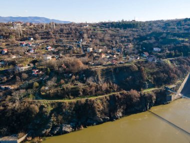 Bulgaristan 'ın Kardzhali ve Arda nehrinin hava panoramik manzarası
