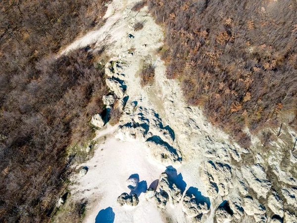 Αεροφωτογραφία Του Σχηματισμού Βράχων Μανιτάρια Πέτρας Κοντά Στο Χωριό Beli — Φωτογραφία Αρχείου