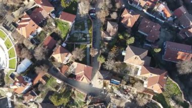 Bulgaristan 'ın Filipinler kentindeki Roma tiyatrosunun kalıntılarının havadan görünüşü