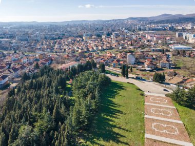 Bulgaristan 'ın Stara Zagora kentinin hava panoramik manzarası