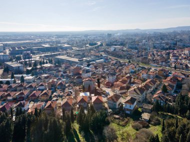 Bulgaristan 'ın Stara Zagora kentinin hava panoramik manzarası
