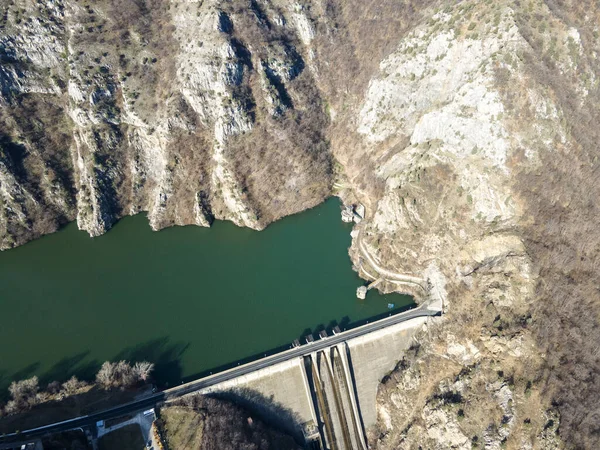 Вид Воздуха Плотину Кричимского Водохранилища Гора Родопес Пловдивская Область Болгария — стоковое фото