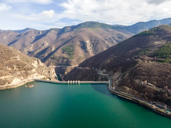 Luchtfoto Van Dam Van Vacha Antonivanovtsi Stuwmeer Rhodopegebergte Regio Plovdiv — Stockfoto