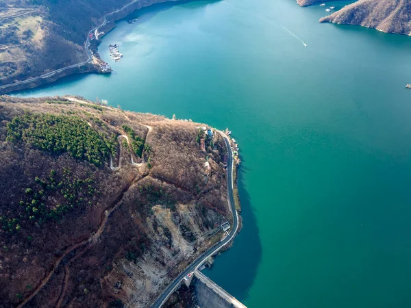 Vista Aérea Presa Vacha Antonivanovtsi Embalse Montañas Rodope Región Plovdiv —  Fotos de Stock