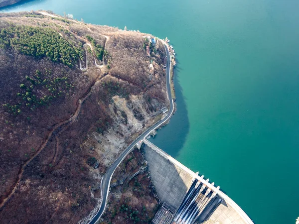 Veduta Aerea Della Diga Vacha Antonivanovtsi Reservoir Monti Rodopi Regione — Foto Stock