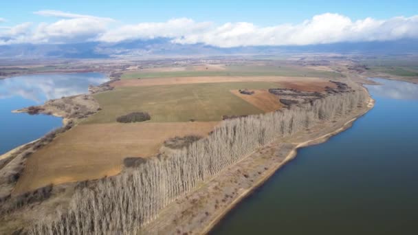 Flygfoto Över Koprinka Reservoir Regionen Stara Zagora Bulgarien — Stockvideo