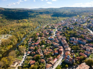 Amazing Aerial panorama of city of Veliko Tarnovo, Bulgaria clipart