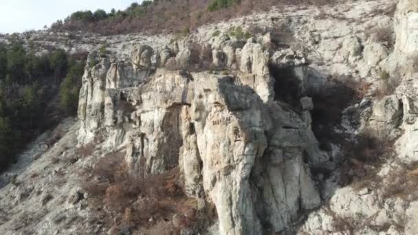 Aerial View Dazhdovnitsa Ancient Thracian Sanctuary Rhodope Mountains Kardzhali Region — Stock Video