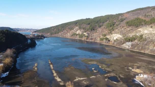 Vue Aérienne Hiver Lac Pancharevo Région Sofia Bulgarie — Video