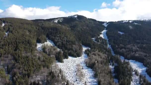 Letecký Zimní Pohled Kamennou Řeku Známý Jako Zlatnite Mostove Zlaté — Stock video