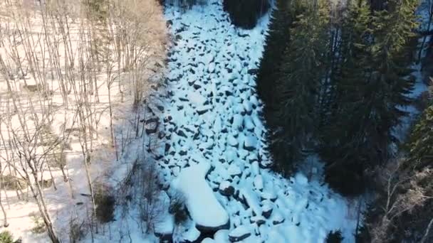 Flygfoto Vinter Syn Stone River Känd Som Zlatnite Mostove Golden — Stockvideo