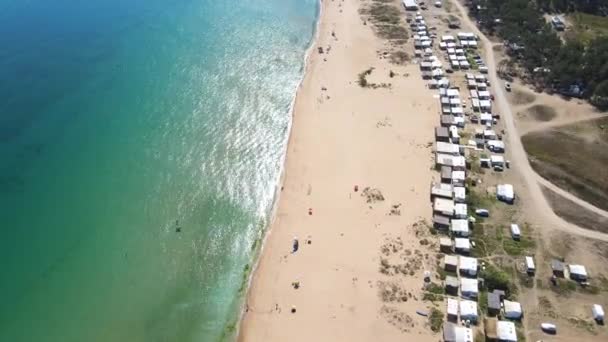 Vedere Aeriană Plajei Gradina Grădină Lângă Orașul Sozopol Regiunea Burgas — Videoclip de stoc