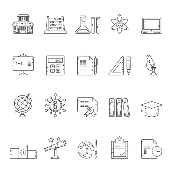Linie Schule Und Bildung Symbole Vektor Icon Set — Stockvektor