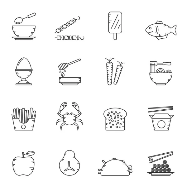 Línea Alimentos Bebidas Iconos Vector Icono Set — Vector de stock