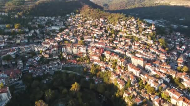 Bulgaristan Veliko Tarnovo Kentinin Şaşırtıcı Hava Manzarası — Stok video