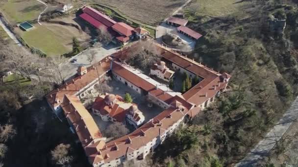 Vue Aérienne Monastère Médiéval Bachkovo Dormition Mère Dieu Bulgarie — Video