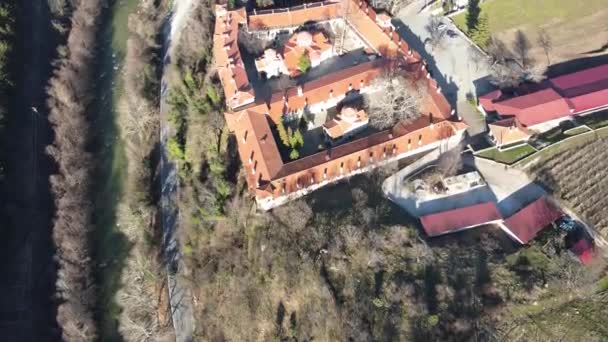 Vista Aérea Del Monasterio Medieval Bachkovo Dormición Madre Dios Bulgaria — Vídeos de Stock