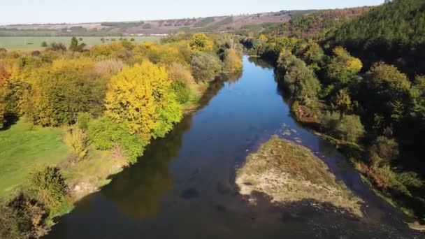 Bulgaristan Ruse Bölgesindeki Byala Kasabası Yakınlarındaki Yantra Nehri Nin Havadan — Stok video