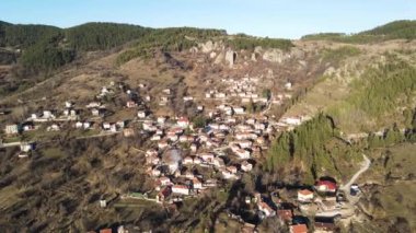 Bulgaristan 'ın Filibe Bölgesi' ndeki Borovo köyünün hava manzarası