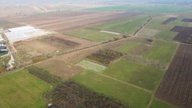 Bulgaristan 'ın Filibe Bölgesi' nin Tsalapitsa köyü yakınlarındaki Yukarı Trakya Ovası 'nın hava manzarası