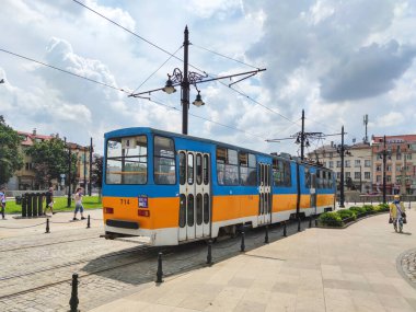 SOFIA, BULGARIA - JULY 6, 2020: Panorama of Lion's Bridge over Vladaya river, Sofia, Bulgaria