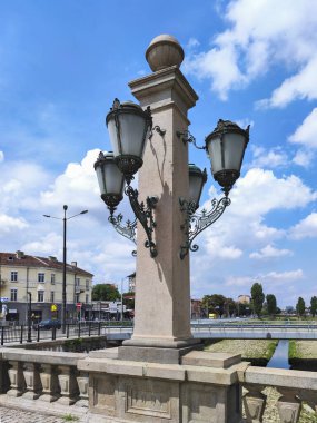 SOFIA, BULGARIA - JULY 6, 2020: Panorama of Lion's Bridge over Vladaya river, Sofia, Bulgaria