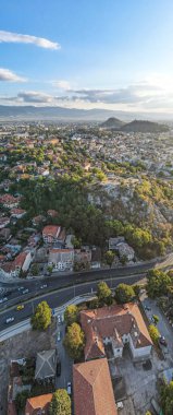 Bulgaristan 'ın Filibe kentinin inanılmaz hava gün batımı manzarası