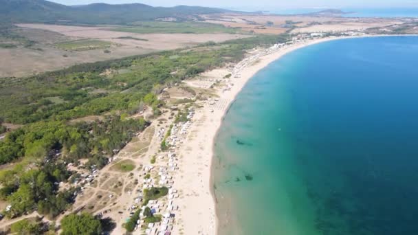 Vedere Aeriană Plajei Gradina Grădină Lângă Orașul Sozopol Regiunea Burgas — Videoclip de stoc