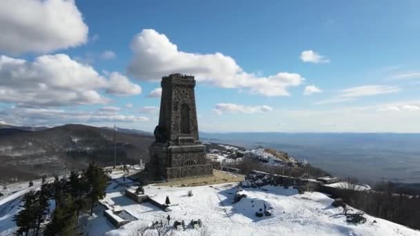 Вид Повітря Монумент Свободи Шипка Пік Святого Миколая Гора Стара — стокове відео